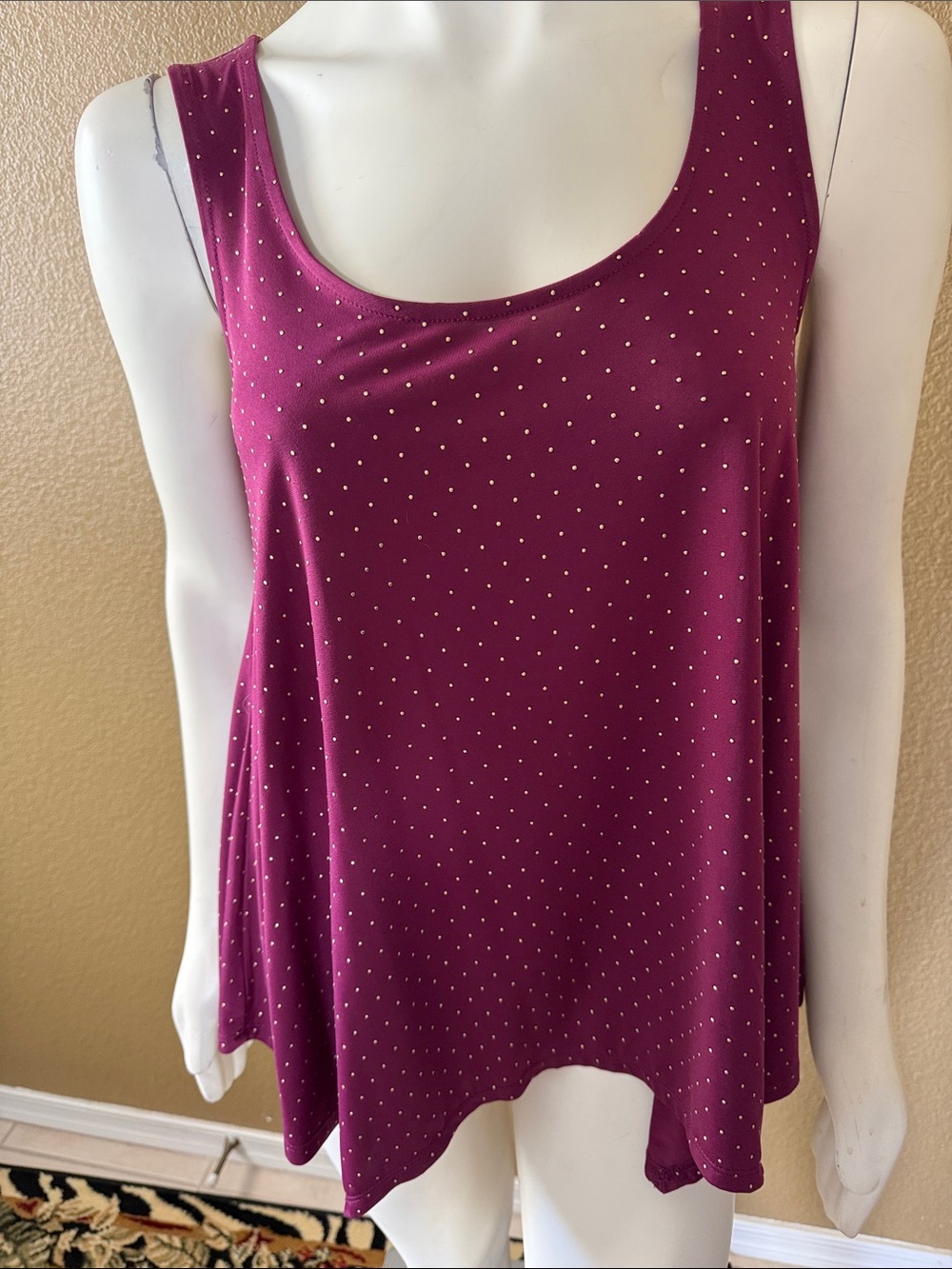 Rock & Republic Plum Polka Dot Tank Top